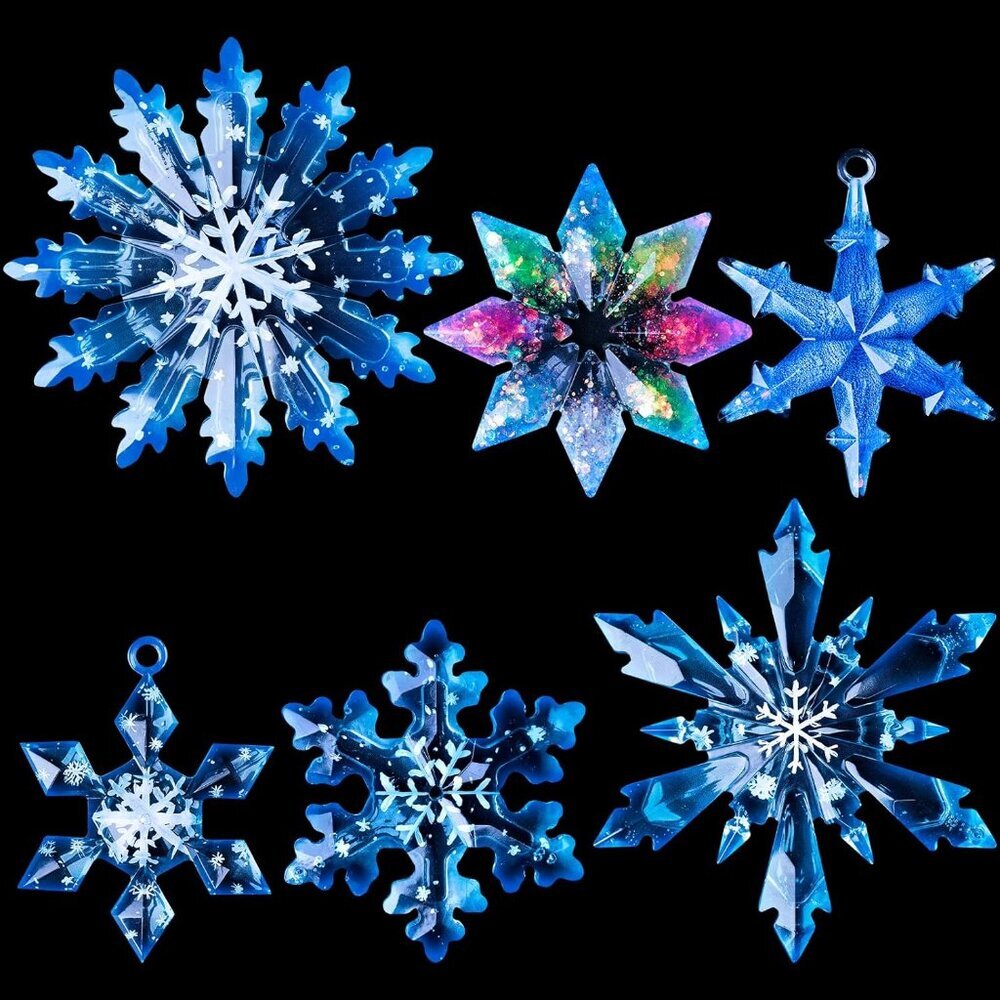 Christmas Resin Molds, 6 Pcs Varying Sizes Snowflake Epoxy Resin Molds Silicone,